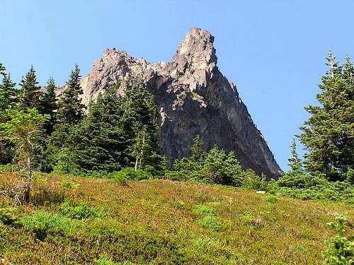 The summit pinnacles from a...