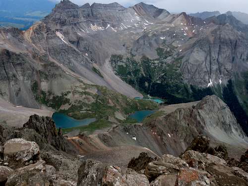View of blue lakes from Sneffels summit