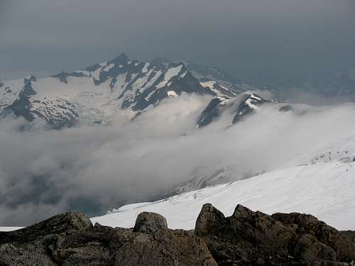 Clouds rolling in on Forbidden Peak