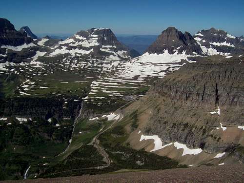 Logan Pass from Slopes of Piegan Mountain 