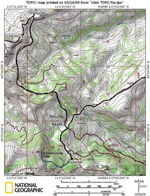 Currant Creek Peak Map