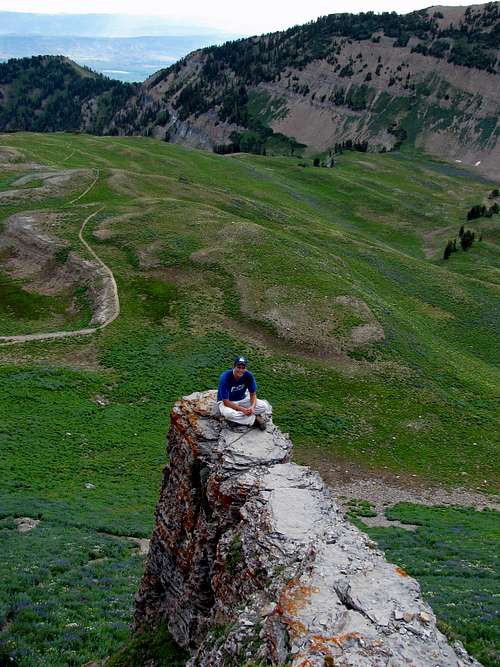 Johnny on narrow ledge