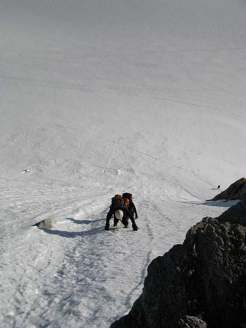 Climbing the north face of Tête Blanche