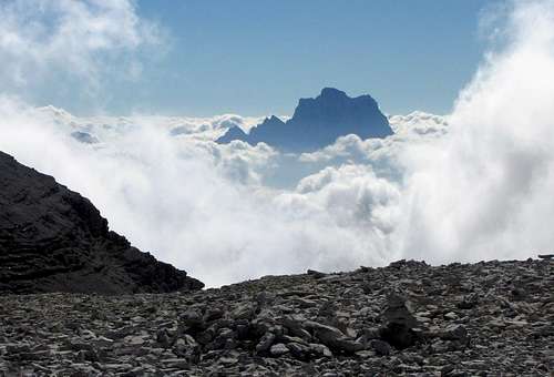 Mt Pelmo in the clouds