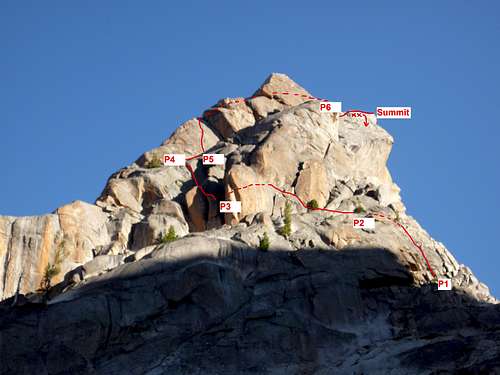 Warbonnet - South Face Route Overlay