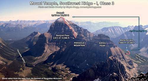 Mt. Temple, SW Ridge Route Overlay