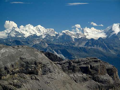 Close-up on the Pennine Alps from below the Rohrbachstein
