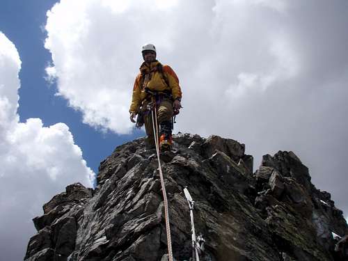 Just above the top abseil point.