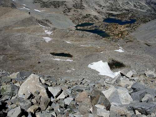 Looking down the slope