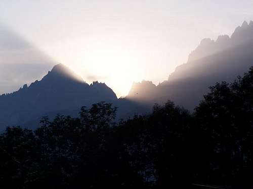 Sunrise behind The Aiguille...