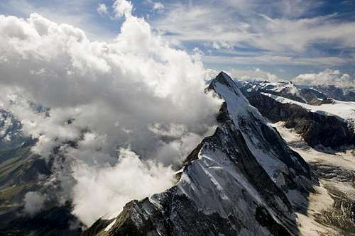 Dent d'Herens (4171m) from Matterhorn  Liongrat-italian normal route