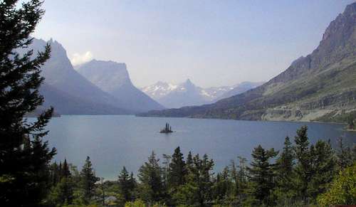 View west from St. Mary Lake Narrows