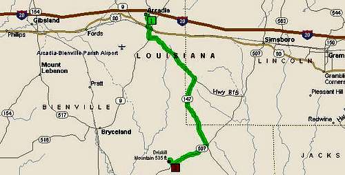 Map from I-20 to the high...