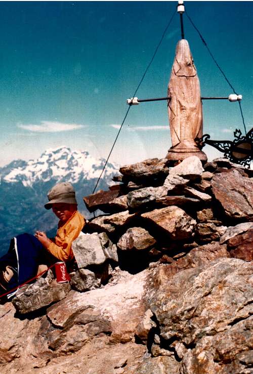 <font color=green>EMILIUS</FONT> CHRISTIAN, seven years old,  on SUMMIT, 1980 with <font color=purple><i>ANCIENT</I> CROSS & VIRGO</FONT>