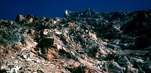 On Mount Emilius below S-SW Wall under W Ridge, New Route 1986