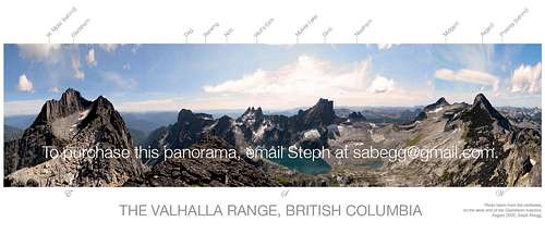 Vahalla Range (BC), Labeled panorama