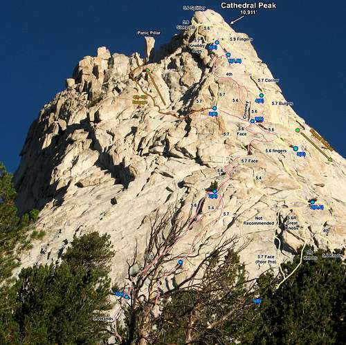 More SE Buttress Route Variations (Photo Topo)