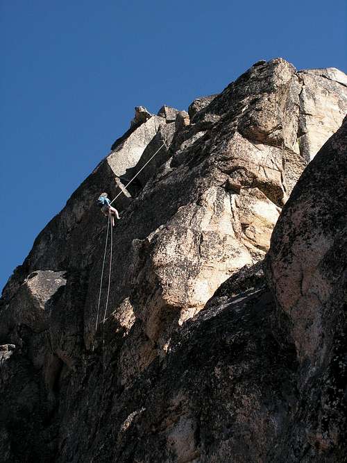 Rappelling off summit