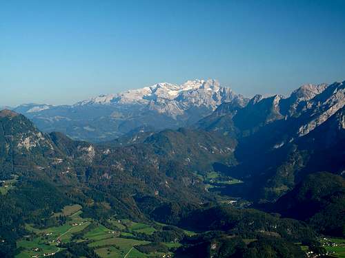 The Dachstein and the Tennengau seen from the Rossfeld in the Berchtesgaden Alps