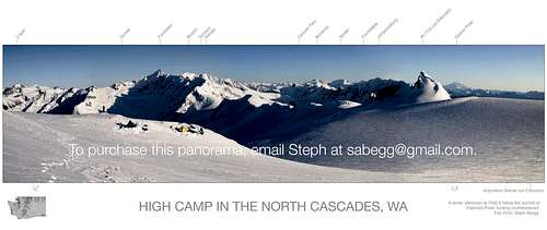High Camp in the North Casacdes, Labeled Panorama (version 2)