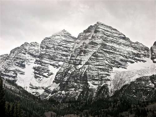 Close up of the Maroon Bells