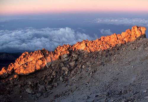 First light on the crater rim