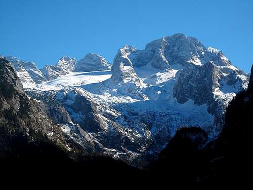 The Dachstein massif and glacier in late October