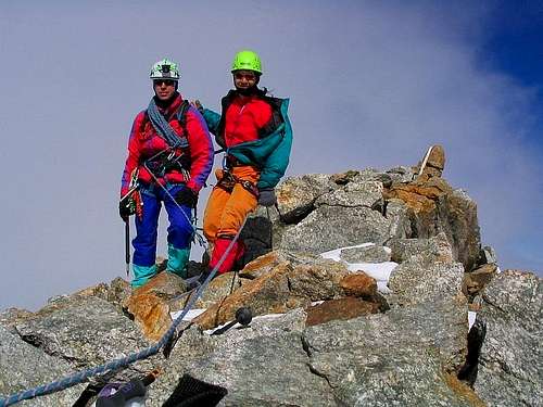 On the summit of Pointe Whymper