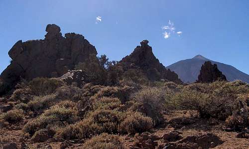 Volcanic rocks, with Teide in the distance
