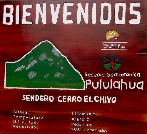 El Chivo trailhead's sign.