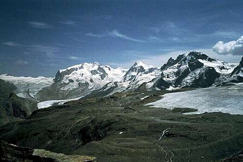 View of Monte Rosa, Lyskamm and Breithorn
