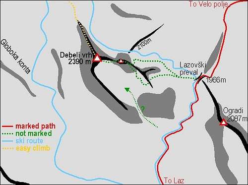 A schematic map of Debeli vrh...