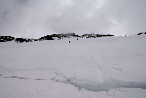 Descending from summit via NW face..