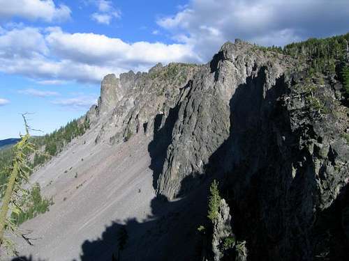 The craggy south face of...