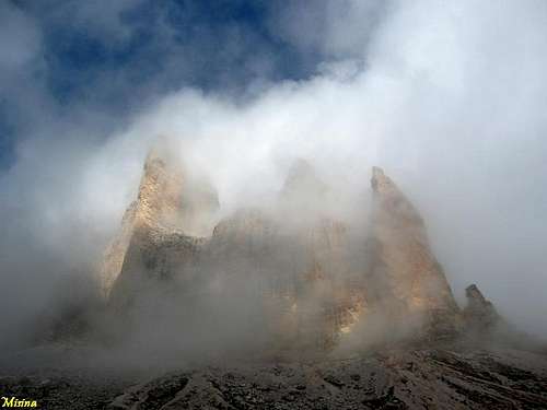 Tre Cime with clouds