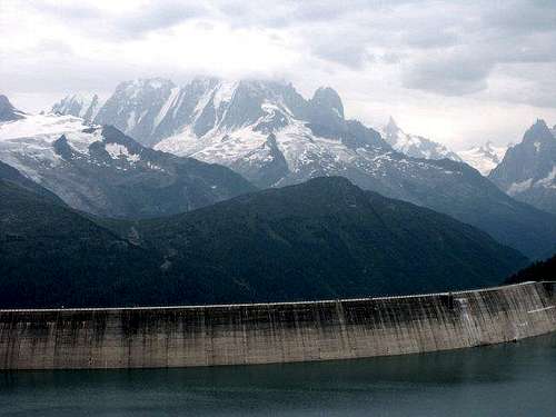 Emosson dam with Aiguille...