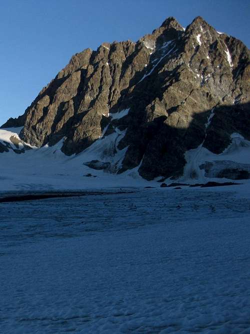 Piz Roseg early in the morning from the Scerscen glacier