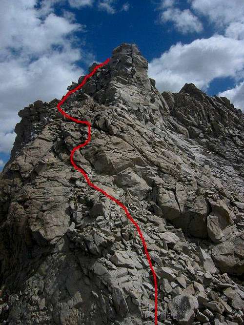 Route to the summit from the...