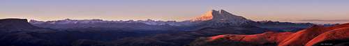 Mt. Elbrus Grandeur and Caucasus line in sun rise...