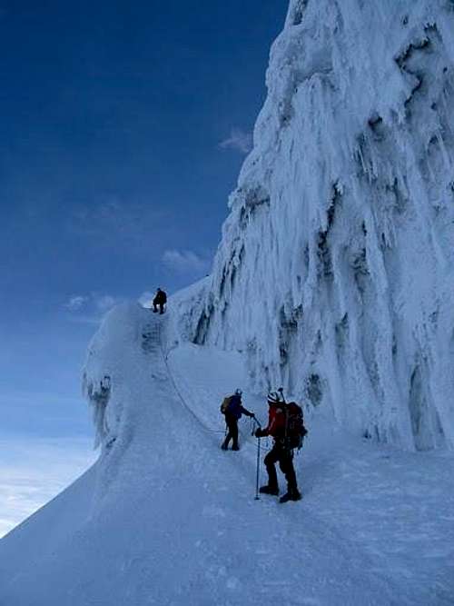 Climbing an ice face