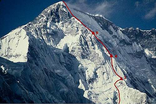 The 1985 winter ascent route on Cho Oyu