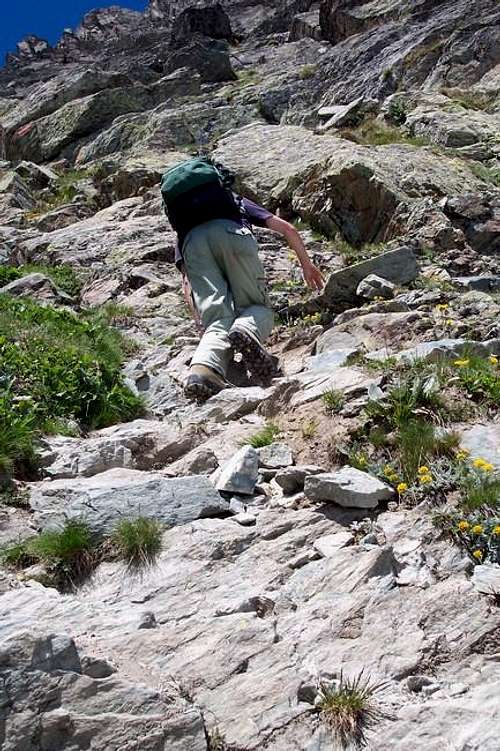 Climbing on the normale route