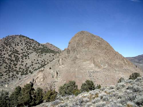 Sugarloaf rock formation seen while descending Emma Peak