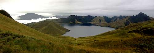 Mojanda lakes panorama, from the slopes of Fuya Fuya