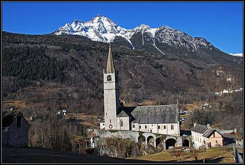 Baceno church and Monte Cistella