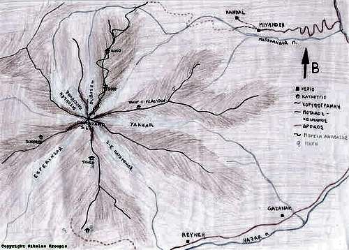 The map of Damavand mountain
