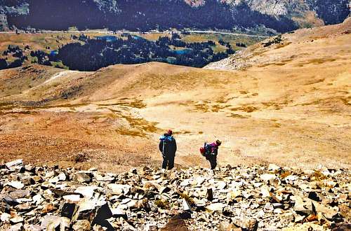 Hikers descending Mt. Dana