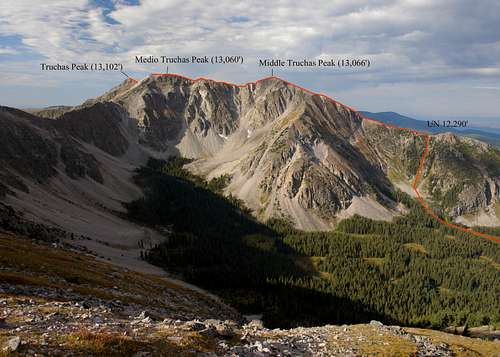 Northwest Ridge of Middle Truchas Peak from Rio Quemado TH