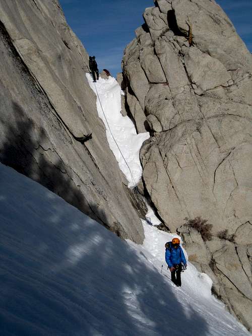 Rappelling the Winter Route notch