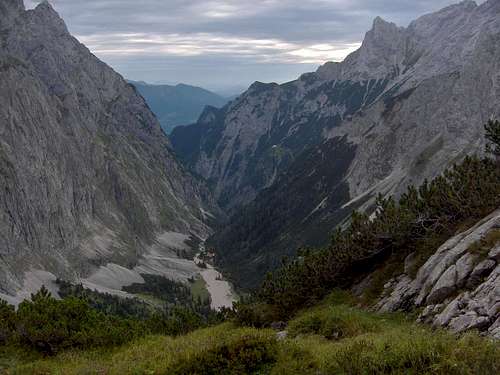 Looking down the Höllental - can you see the refuge?